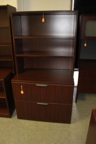 2 Drawer Laminate Lateral Filing Cabinet With Hutch Bookcase New